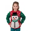 Image de Pull de Noël enfant vert et rouge bonhomme de neige, taille 7/9 ans FETE-48111