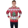 Image de Pull de Noël adulte rouge avec sapins, taille S RE48170