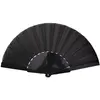Image de Eventail en tissu 40 cm, Noir FETE-72986