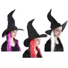Image de Chapeau sorcière adulte, tissu noir avec cheveux colorés (x1) FETE-76330
