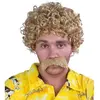 Image de Perruque et moustache LUCIEN, courte frisée, blond RE81186