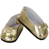 Image de Accessoires pour poupée de 39 à 40 cm : Chaussures ballerines dorées avec noeud doré PetitCollin-603916