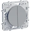 Image de Interrupteur à encastrer odace double va-et-vient odace aluminium aluminium 1 pièce(s) à encastrer double va-et-vient composable 1 - schneider