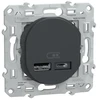 Image de Prise à encastrer série odace aluminium 1 pièce(s) prise usb double odace aluminium à encastrer 1 composable usb standard - schneider