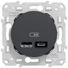 Image de Prise à encastrer série odace anthracite 1 pièce(s) prise usb double odace anthracite à encastrer 1 composable usb standard - schneider