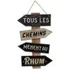 Image de Panneau flèches Tous les Chemins Mènent au RHUM, en bois 43,5cm cd5102