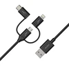 Image de Akashi Câble Eco 3-en-1 USB-A vers USB-C / Lightning / micro USB (1 m)