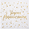 Image de Serviettes à cocktail Joyeux Anniversaire Blanc et Or x20 5663-blanc