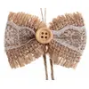 Image de Sachet de 6 petits Noeuds papillon en jute et dentelle 5cm avec ruban RDF-5656