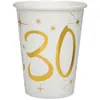 Image de Sachet de 10 Gobelets métallisés (blanc/Or) 30 ans CH6157 30