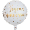 Image de Ballon Aluminium Joyeux Anniversaire Blanc et Or 6238