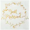 Image de Sachet 20 Petites Serviettes Just Married métallisées or CH6334 3