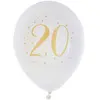 Image de Sachet de 8 ballons Joyeux Anniversaire 20 ans, Blanc/or CH6571 20