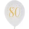 Image de Sachet de 8 ballons Joyeux Anniversaire 80 ans, Blanc/or CH6571 80