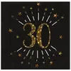 Image de Sachet de 10 serviettes âge étincelant métal Noir/Or 30 ans RDF-6790-30