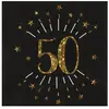 Image de Sachet de 10 serviettes âge étincelant métal Noir/Or 50 ans RDF-6790-50
