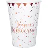 Image de Lot 10 Gobelets Joyeux Anniversaire métallisés, blanc/Rose Gold RDF-5669