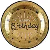 Image de Sachet de 10 Assiettes HAPPY BIRTHDAY Etincelant métal, Or RDF-7213-or