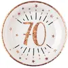 Image de Sachet de 10 Assiettes âge étincelant métal 70 ans Rose Gold RDF-7348-70