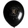 Image de Sachet de 8 ballons âge étincelant NOIR/or, 30 ans CH7355 30