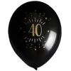 Image de Sachet de 8 ballons âge étincelant NOIR/or, 40 ans CH7355 40