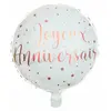 Image de Sachet de 1 ballon Alu Joyeux Anniversaire métallisé Blanc/Rose Gold CH6238 20