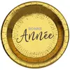 Image de Paquet de 10 Assiettes Bonne Année, Or CH7727 3