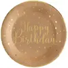 Image de Sachet de 10 Assiettes Happy Birthday métal, Kraft/Or FETE-6745MARRON