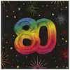 Image de Sachet 12 Serviettes Anniversaire Festicolor papier 33x33cm, 80 ans RDF-9012-80A