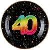Image de Paquet de 6 Assiettes Anniversaire Festicolor, 40 ans RDF-9013-40A