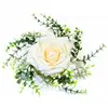Image de Centre de table rose/feuillage artificiels 18cm, IVOIRE FMA3018IV