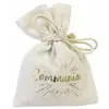 Image de Lot de 4 Bourses en toile COMMUNION métallisé 10cm, Or SC438OR