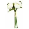Image de Bouquet de 4 Renoncules et bouton avec raphia 23cm, Blanc naturel FBO2004B