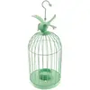 Image de Cage métal oiseau photophore 32cm, Vert pistache FETE-80224-28