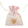 Image de Set de 4 Bourses Rayées, Rose pastel FETE-80412-32