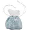 Image de Set de 4 Bourses Brodées, Bleu pastel FETE-80417-35