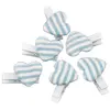 Image de Set de 6 Pinces Coeurs 2,6cm, Rayures Bleu pastel FETE-80421-35