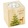 Image de Bougeoir Cube bois photoprint Faon/Sapin Joyeux Noël 7cm FETE-10023