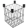 Image de Bougeoir Panier carré grillage métal Noir 23cm FETE-10037