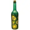 Image de Bouteille verre décos feuilles exotiques avec 5 Leds, 30cm FETE-10291