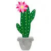Image de Déco Cactus et fleur bois sur socle pot effet ciment 31cm FETE-10309