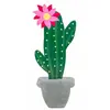 Image de Petite Déco Cactus et fleur bois sur socle pot effet ciment 20cm FETE-10310