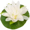 Image de Grande Fleur de Lotus artificielle sur feuille, Blanc FETE-10398-00