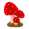 Image de Trois Champignons rouges à pois factices bombés sur socle 15cm C-10490