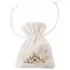 Image de Sachet de 4 Bourses velours Baptême fleuri, Blanc/Or FETE-11002