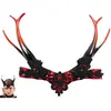 Image de Coiffe gothique rouge/noire avec cornes et pierres rouges FETE-11116