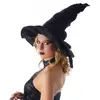 Image de Chapeau de Sorcière toile avec gros noeud, Noir FETE-11191