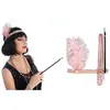 Image de Kit Charleston 3 pièces (fume-cigarette, bandeau, collier), Vieux Rose C-11216