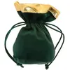 Image de Lot de 3 Bourses velours 12cm bordures dorées, Vert foncé FETE-11495-20