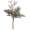Image de Bouquet givré vert de 2 branches Hiver sur tige 14cm FETE-11500